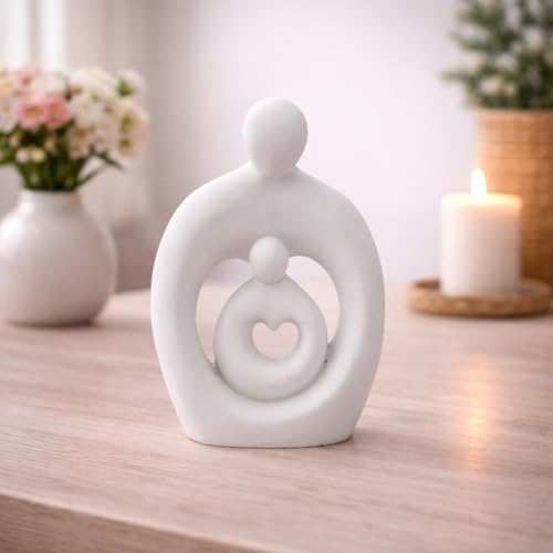 Image of CraftVatika Mother & Baby Statue Showpiece, Resin Mother Child Figurine for Home Decor, Motherhood Sculpture, Housewarming Gift, Anniversary & Shower Gift for Mom-to-Be