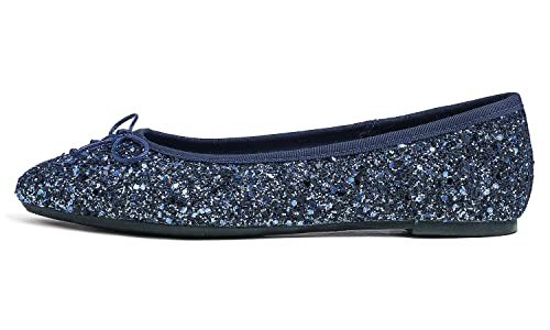FEVERSOLE Women's Bling Soft Cushioned Comfort Flats Sparkle Party Ballets3