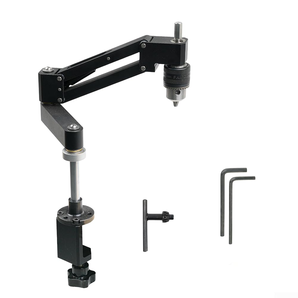 Soporte voladizo de aleación de aluminio CNC para roscado de taladro manual, brazo de soporte ajustable horizontal y vertical con posicionamiento y base multiángulo o