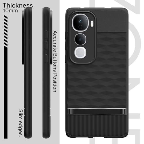Image of Pikkme Back Cover for Vivo Y400 5G Camera Protection 3D Hexa Cube Design Silicone Protective Bumper Case (Black)