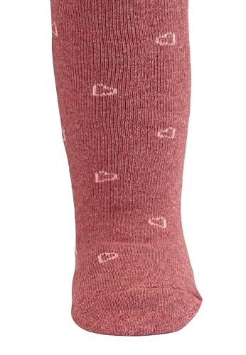 Children's Tights Girls with Heart Motif - with Soft Terry Cloth Inside, Light Red Melange, 104, Light Red Melange, 104, light red melange, 1044