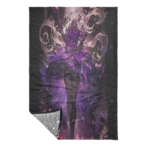 Manta suave para sofá de anime morado, ideal para relajarte en la oficina 3