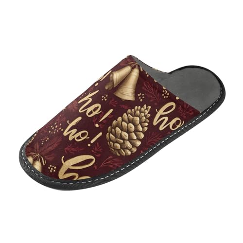 Slippers for Women Bells Hazelnuts Leaves Pattern Soft Winter Warm Shoes Indoor Outdoor Non-Slip House Travel Slippers2