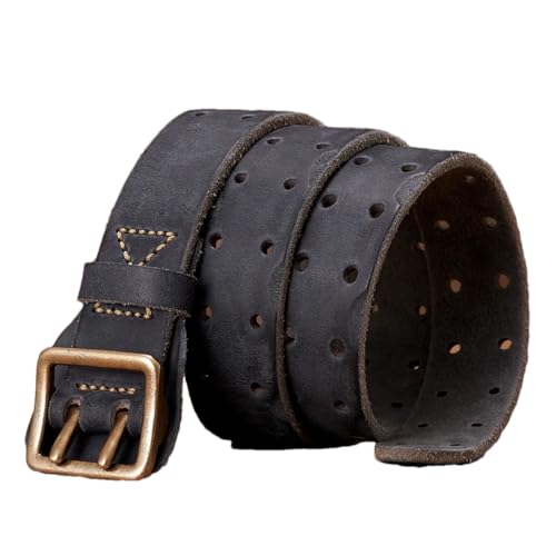 Men’S 3.8CM Wide Retro Original solid Thick Genuine Leather Brass Copper Buckle Designer Cowboy Belt Strap