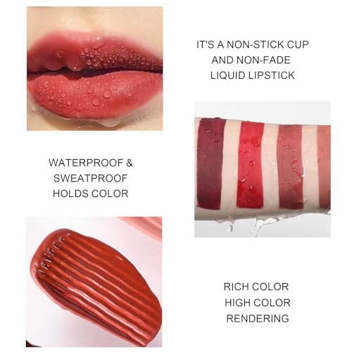 Brown Lipstick, Matte Nude Lipsticks For Women Long Lasting, Highly Pigmented Creamy Lip Gloss, Lip stick Stay On 8 Hours Waterproof Not Fade Liquid Lipstick Make Up Gift (02# Brown, One Size) - Image 6