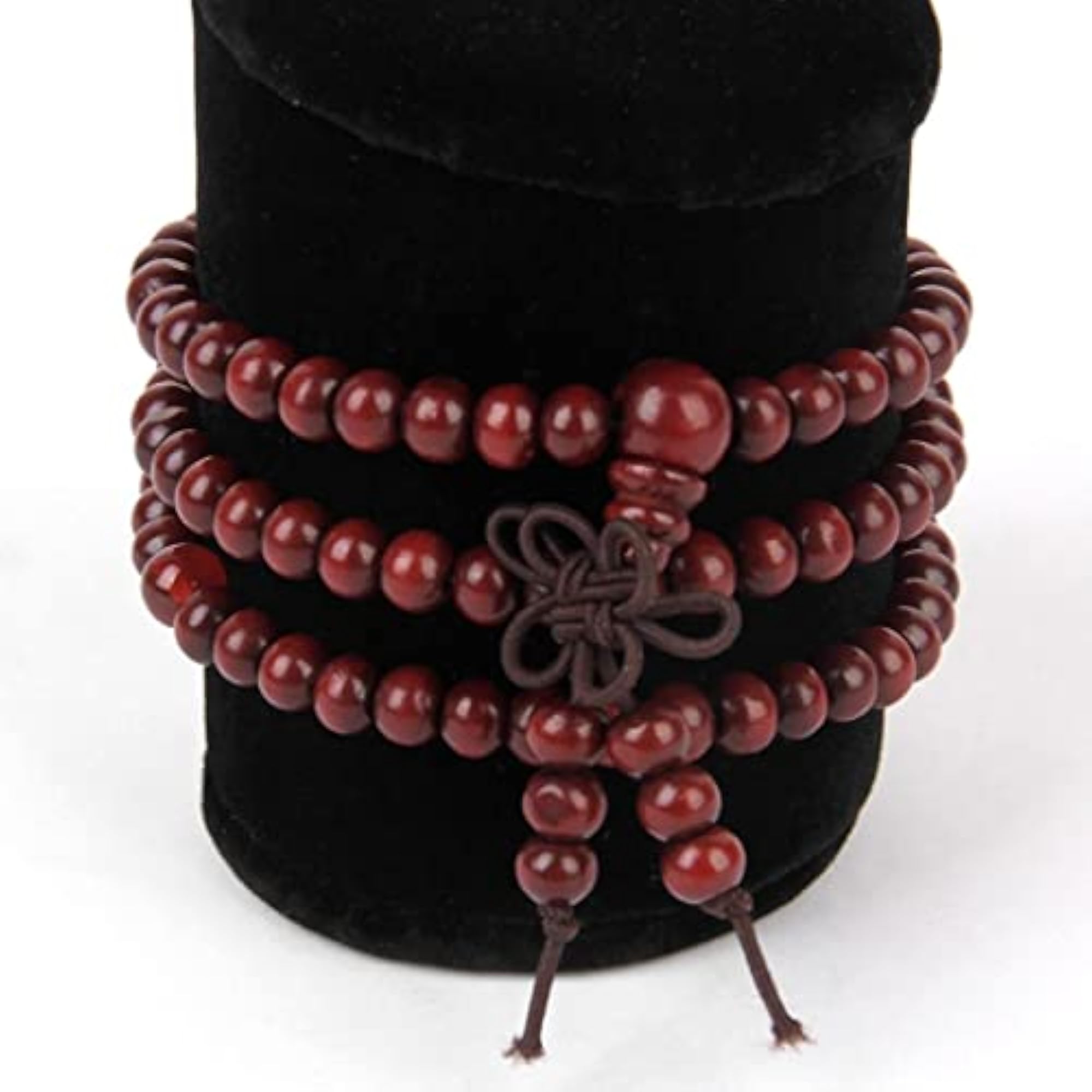 Wooden 6mm 108 Beads Prayer Stretch Buddhist Cuff Bracelet