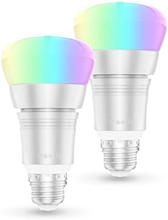 Smart Light Bulb, Maxcio A19 LED Light Bulb, Dimmable/Color Changing Ambience Light, Compatible with Alexa for Voice Control, WiFi APP Remote Control, No Hub Required, 7W, E26/E27 Base - 2 Packs
