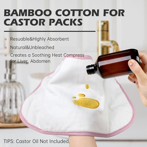 Image of Castor Oil Pack Wrap with Organic Cotton Flannel, Reusable Castor Oil Packs for Stomach, Castor Oil Pack for Liver Detox, Castor Oil Pack Kit Purple（Castor Oil Not Include)