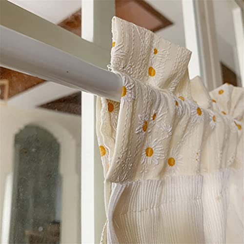 Cortina corta de cocina tejida con encaje crochet y caída semitransparente 7