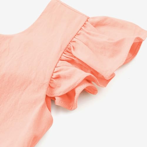 HILEELANG Toddler Girl Linen Dress Open Tie Back Backless Ruffle Sleeve Summer Party Beach Sundress4