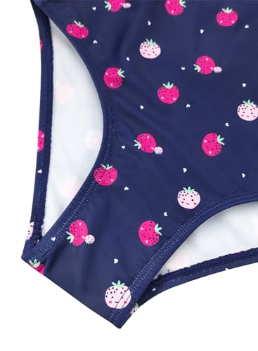 Image of SHEKINI Girls Solid Bathing Suits Kids One Piece Swimsuits U Neck Cute Swimwear