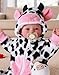 BABESIDE Baby Doll Girl - 17-Inch Soft Body Realistic Baby Doll with Blue Eyes and Cow Outfit Real Life Baby Dolls for 3 4 5 6 7 8 9 Years Girl Birthday Gifts, Pretend Play, Christmas & Collection