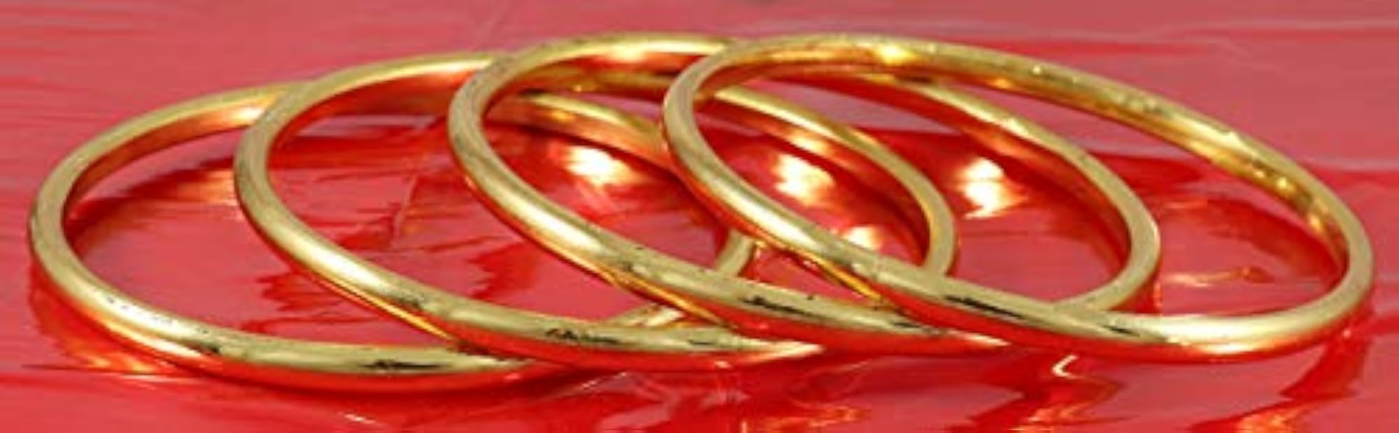 Gold Polished Brass Kada Set for Ladies, Pack of 4