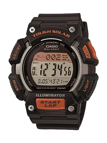 Image of Casio Men's STL-S110H-1ACF Tough Solar Runner Digital Black and Orange Watch