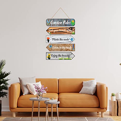 Image of Zesta Garden Rules Wooden Wall Hanging Decorative Items /Hanging Home Wall Decor Items /MDF Decoration Items /Cute Wall Art For Living Room /Home Decor Items Living Room
