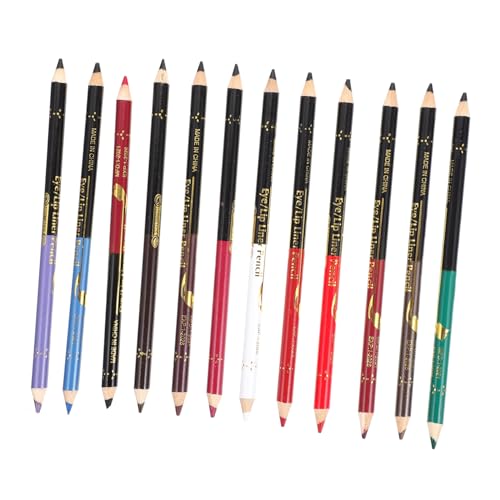 ARTSEWPLY 12Piezas Lápiz de Maquillaje Colores Delineador de Ojos y Labios Lápiz de Cejas con Sacapuntas Maquillaje Natural y Duradero para Cumpleaños y San