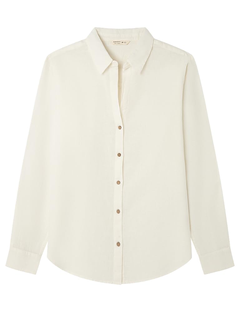 Springfield L/S Open Collar Linen Shirt Femme