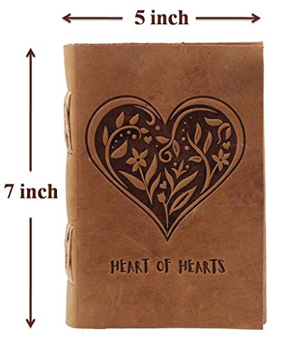 Image of CAVALO - Be Unique Leather Diary, Brown Colour Antique Handmade Leather Bound Notepad for Men and Women 5x7 Inches, Gift for any one (Heart of Heart)