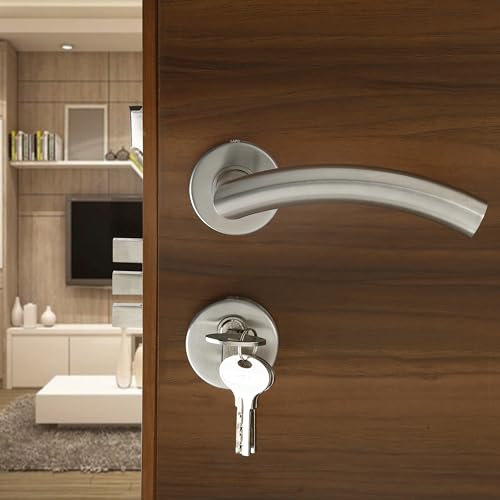 Image of LAPO Mortise Door Lock for Home Main Door & Bedroom with Handle | 50x85mm Body | Heavy-Duty 70mm Cylinder | 3 Brass Keys | Left-Right Fit 30-50mm Door Home Office Hotel| Matt Finish | CMH-5T