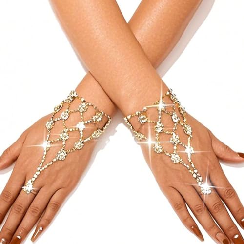 GORTIN Rhinestone Gloves Silver Fingerless Wedding Glove Crystal Glitter Gloves Prom Hand Accessories for Women
