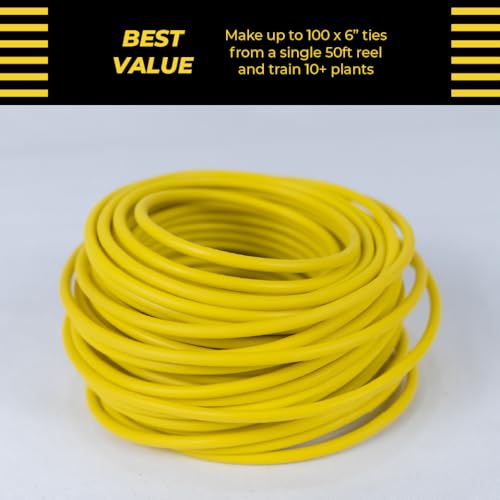 BudHuggers for Optimal Plant Training | 50ft (15M) | 3mm Thick Garden Wire Ties | Flexible & Durable | Rubber Plant Ties to Yield Bigger Buds, Stronger Branches & Larger Canopies | Reusable