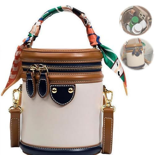 Summer Niche Design Cylinder Bag Colorblock Bucket Bag For Women