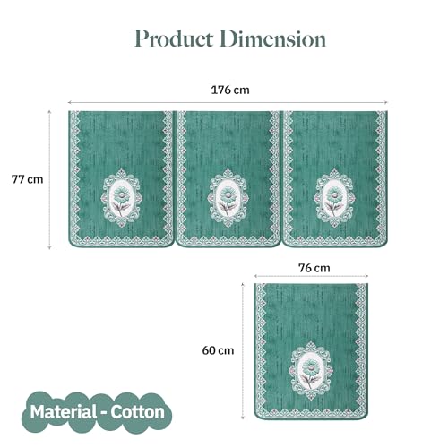 Image of Kuber Industries 5 Seater Sofa Cover | Slipcover for Living Room | Thick & Cozy | Non-Slip Comfort Sofa Cover Set | Sunflower Print Blaze 1418 - Green