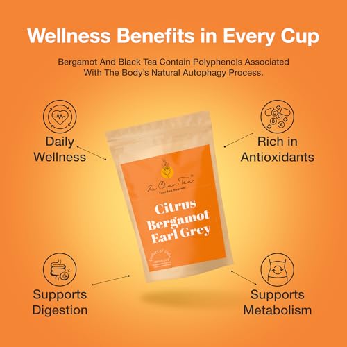 Image of Zi Chun Tea | Bergamot Earl Grey Tea Loose Leaf | Made with Extra Whole Bergamot Pieces (Not Oil), Premium Assam Black Tea, Bold Citrus Flavor, Non-GMO, No Artificial Ingredients | 8.8 oz