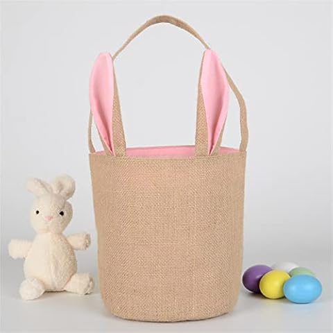 SWECOMZE 5 Stück Osterhasen Taschen Osterhasenkorb-Taschen große Jute Hasenohr Design Geschenk Tragetasche Cover