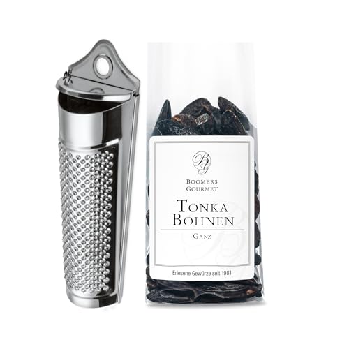 BOOMERS GOURMET - Premium Tonkabohnen mit Reibe, Tonkabohnen ganz - Reibe mit Premium Tonkabohnen - 1 Stück