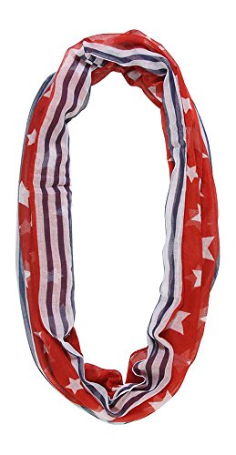 US Scarf Infinity Loop - Stars on Red w/Blue/White Stripes 31.5"x31.5"2