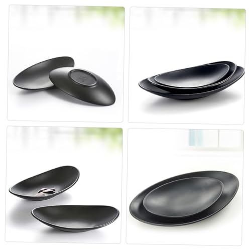 Platos para sushi Beaupretty 2 piezas melamina negra miniatura 3