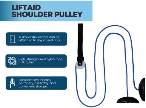 LiftAid Shoulder Pulley for Physical Therapy with Exercise Guide - Improves Shoulder Strength & Range of Motion - Reduces Pain, Helps in Muscle Recovery (Blue Pack of 10)