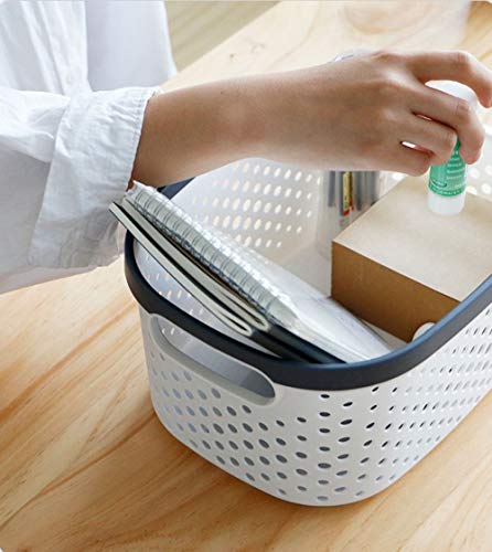 JiatuA Plastic Storage Baskets with Handles Cube Basket Shower Caddy Tote Portable Storage Bins Organizer for Bathroom Dorm Household Storage Bedroom and Kitchen, White - Thumbnail 2