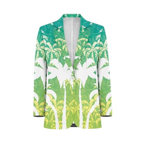 Hawaiian Tropical Flower Couple Matching Long Sleeve Loose Fit One Button Dress Suit Jacket Dress Blazer4