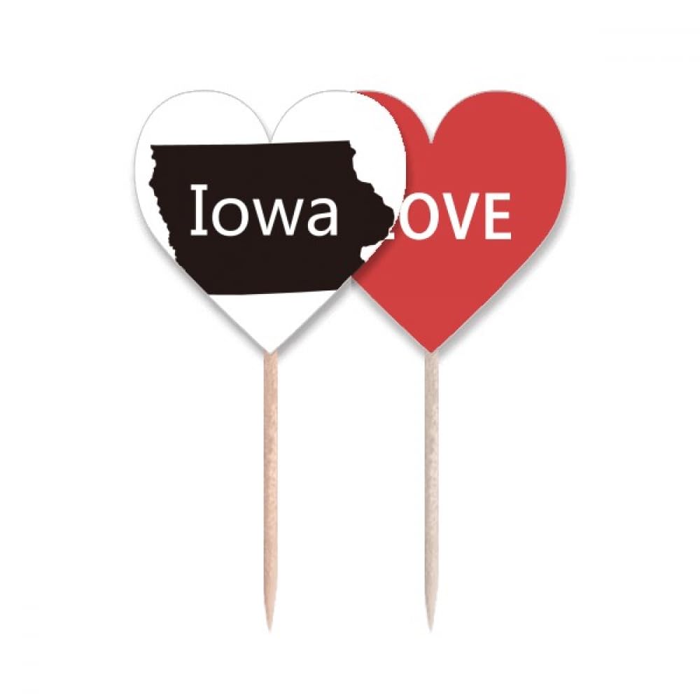 Drapeau Love Heart Iowa États-Unis cure-dents pour cadeaux d'invités