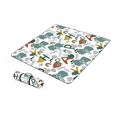 QVK Manta de Playa Plegable, Engrosada Impermeable y a Prueba de Humedad, Extra Grande y portátil, 79x78 Pulgadas, Adecuada para 2-8 Personas, Adecuada para Acampar-Floral