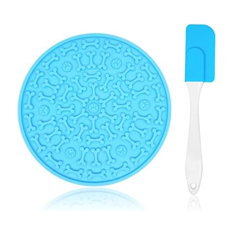 Licky Mats for Dogs, Peanut Butter Slow Feeding Dog Bowl with Suction Cup with a Spatula for Pet Bathing Training Pad Cover