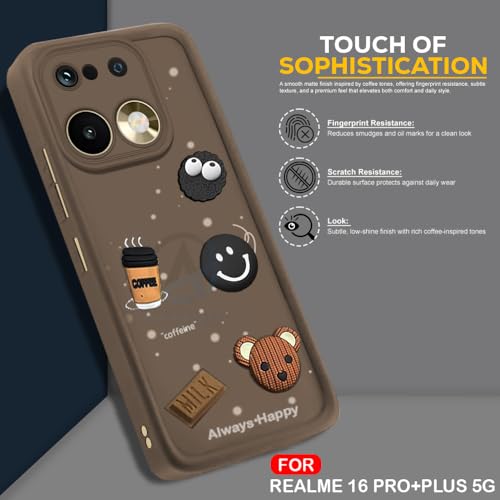 Image of AESTMO Back Case Cover for Realme 16 Pro Plus 5G Cover | Cute Fun Cartoon 3D Ball | Coffee Silicone Case | Full Body Protection | Camera Protection Back Realme 16 Pro Plus 5G (Brown)