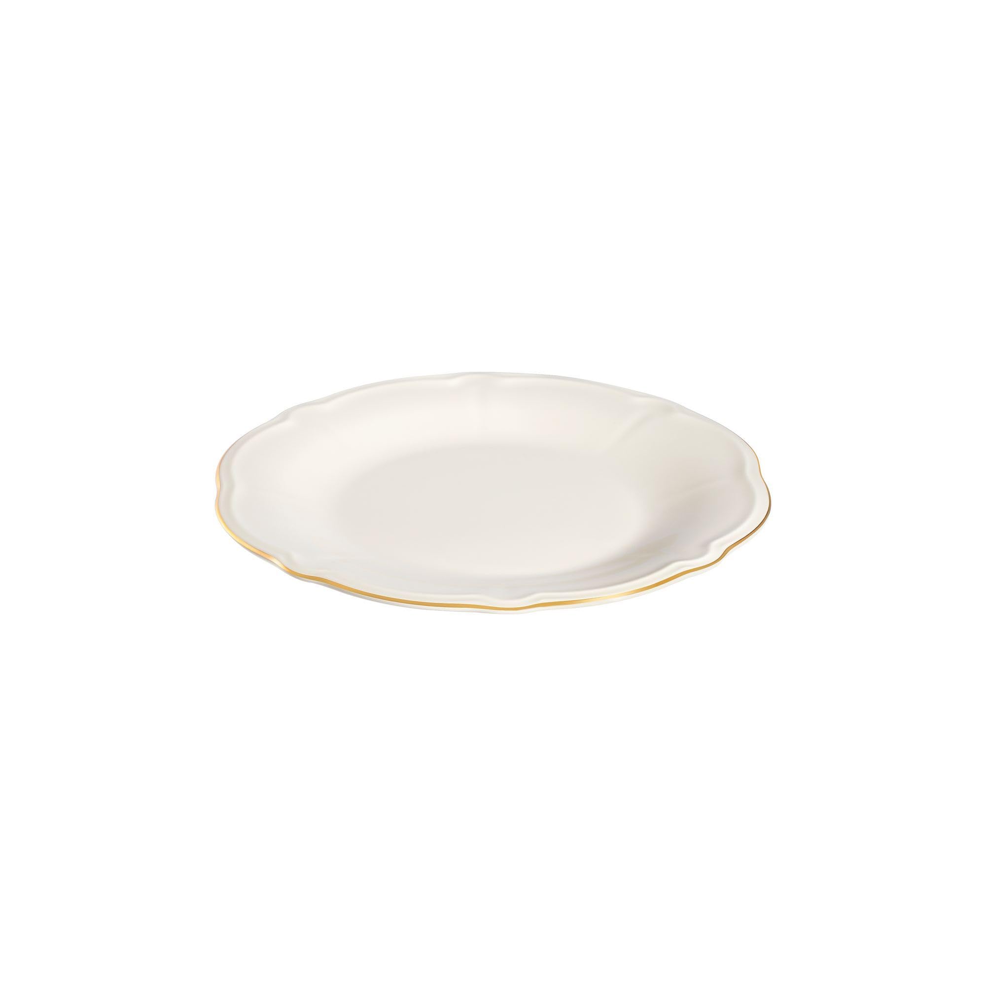 Elegancki 24-częściowy serwis obiadowy, 100% porcelana, biały i złoty | w zestawie talerze do serwowania, miski i talerze deserowe | można myć w zmywarce i używać w kuchence mikrofalowej