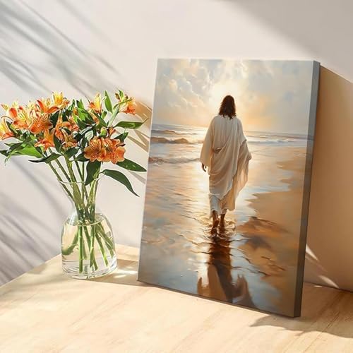 Tableau Jésus marche sur l'eau peinture sur toile de qualité supérieure - 5