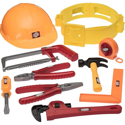 PREXTEX Little Handyman Kids' Toy Tool Belt Set | Kid Construction Toys | Great for Toddler, Boy and Kids Ages 1-3, Includes Hard Hat, Saw, Plier, Screwdriver, Ruler, Hammer, and Tape Measure