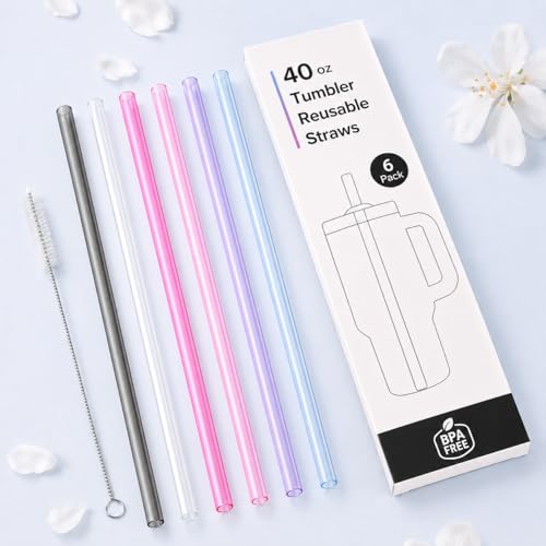 Image of Joshey Replacement Straws for Stanley Quencher 40oz Tumbler, 6 Pack