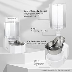 Rizzari automatic 6 3l gravity pet water dispenser with stainless steel bowls 100 bpa freesafe and large capacity suitable for small and medium sized cats and dogs 6 3l without filter   cucciolini doodles