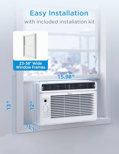 Image of Midea 6,000 BTU Window Air Conditioner, 3-in-1 Cool /Fan /Dehumidifier Window AC Unit, Easycool Air Conditioner with Remote Control, Cools up to 250 Sq. Ft., Fits bedroom, study, office