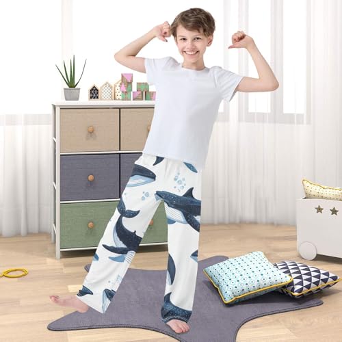ZZXXB Whale Print Boys Long Pants Soft Trousers Elastic Waist Kids Lounge Bottoms with Pockets S-XL 5