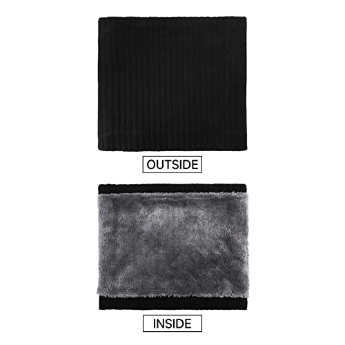 Pukavt Winter Knitted Neck Gaiter,Men Women Neck Warmer Windproof Ski Face Scarf for Cold Weather Outdoor Sports-Wide Ribbed Black - Thumbnail 3