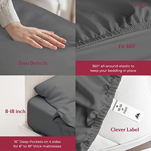 Mayfair Linen FITTEDSHEET-Q-GREY Luxury 100% Egyptian Cotton Queen Fitted Sheet Only thumb #5