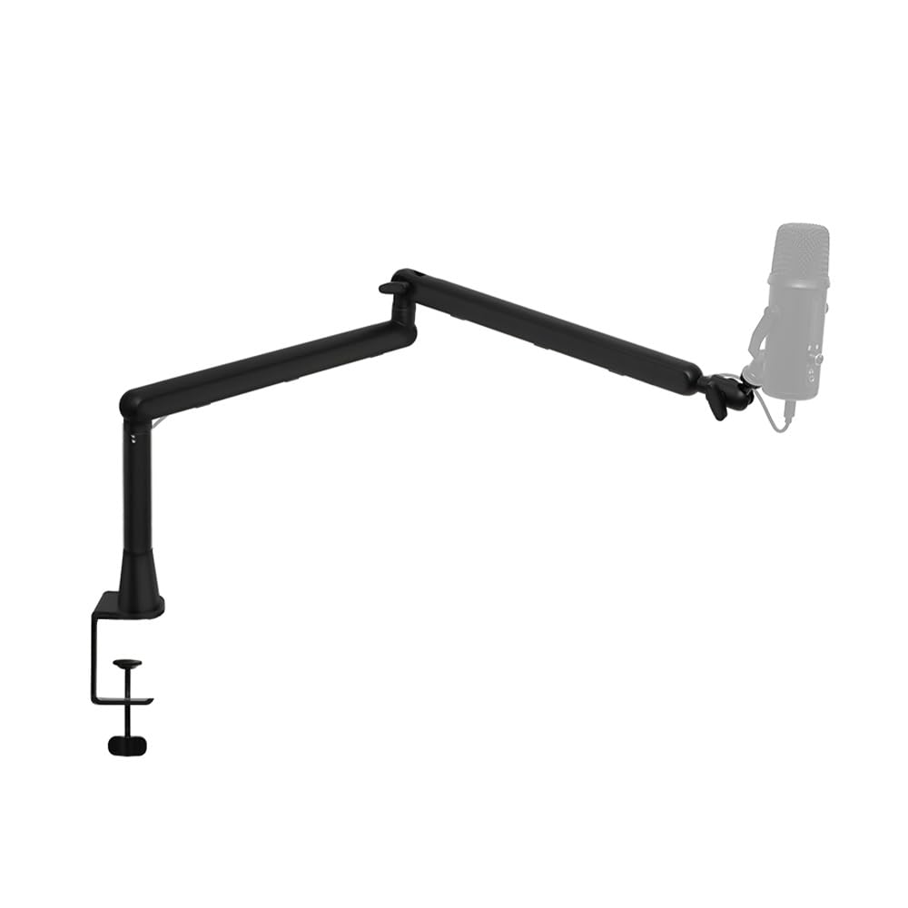 Soporte de Brazo Articulado bajo Ajustable para Micrófono, Ideal para Estudios de Videojuegos, Podcasts y Streaming, con Gestión cables.