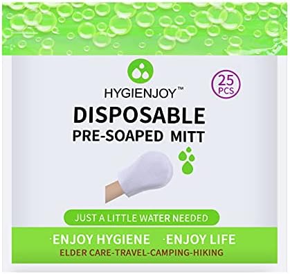 HYGIENJOY-Rinse Free Bath Wipes(25 counts),Disposable No Rinse Body Wash,More Convenient to Use,Mitten Shower Wipes,for Nursing The Elderly,The Injured and The Disabled (1 Pack)